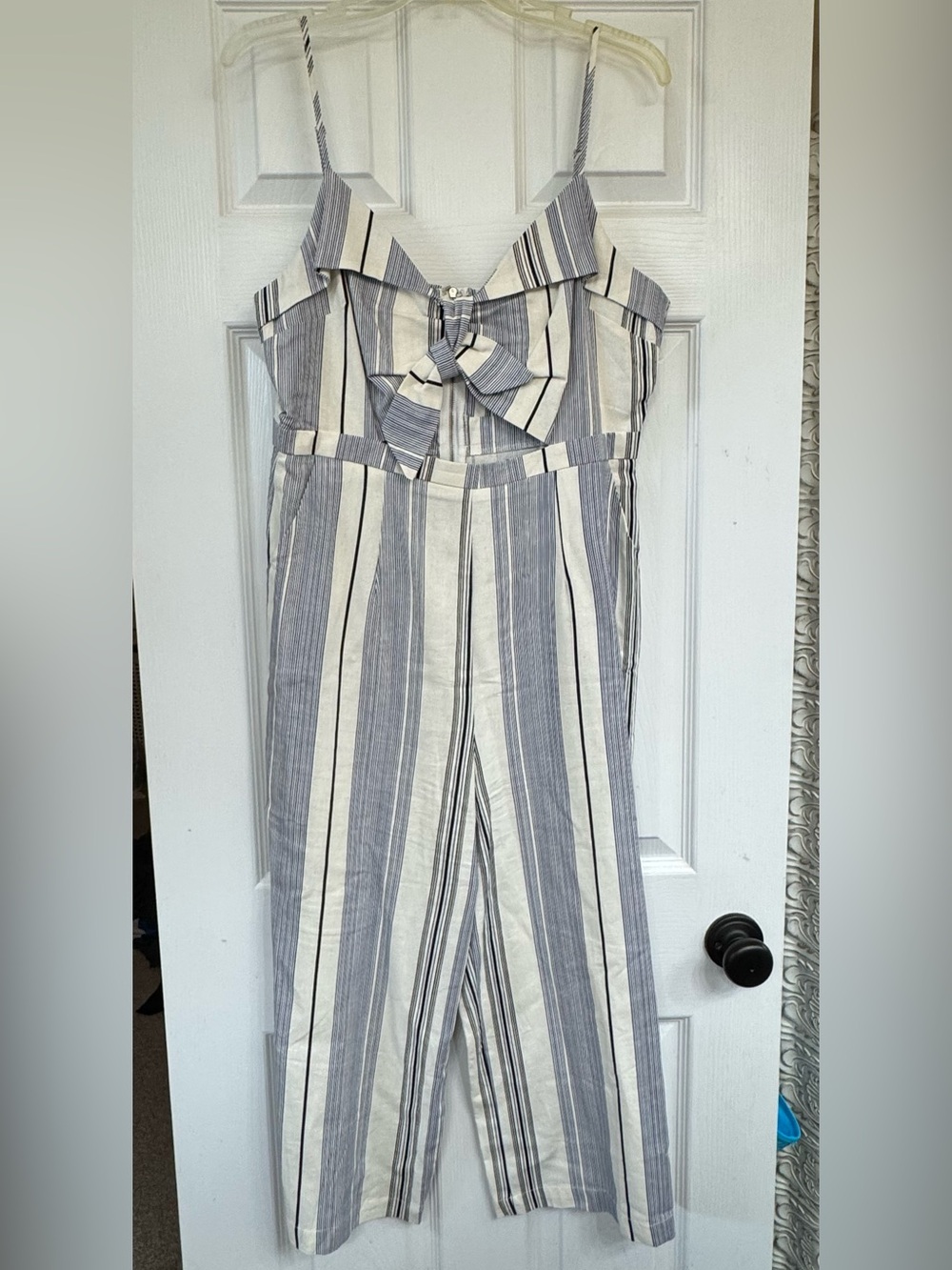Iris cream and blue jumpsuit XL